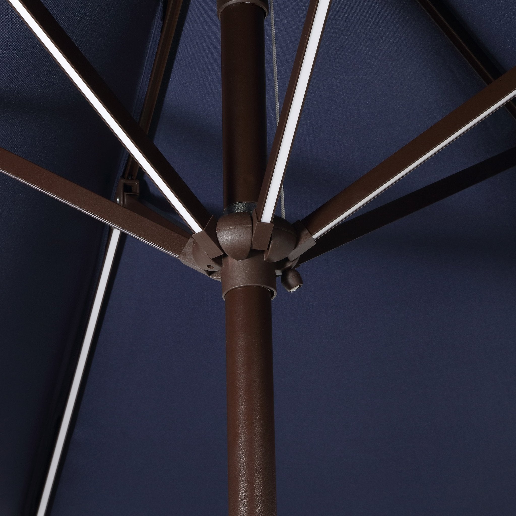Spencer Classic Coastal 2-Tone Solar LED Market Patio Umbrella with 12 LED Strip Lights