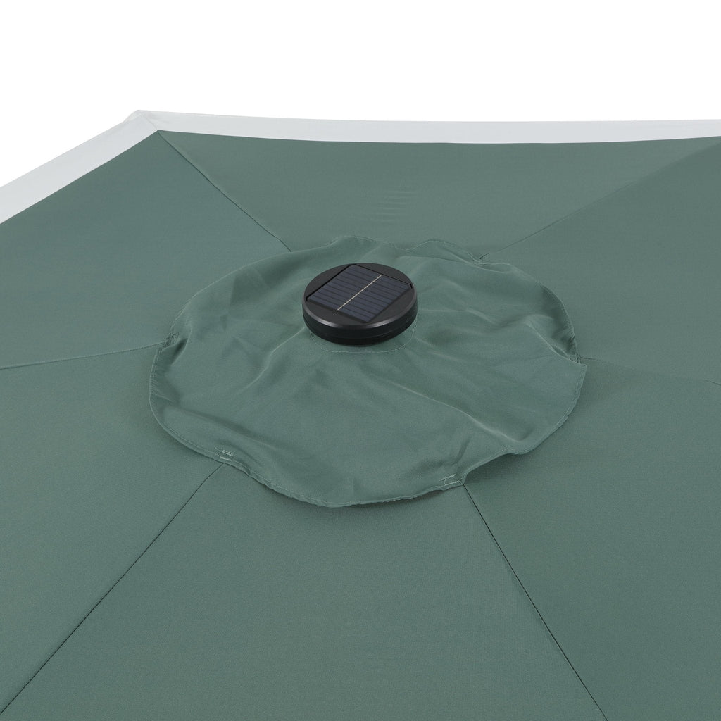 Spencer Classic Coastal 2-Tone Solar LED Market Patio Umbrella with 12 LED Strip Lights