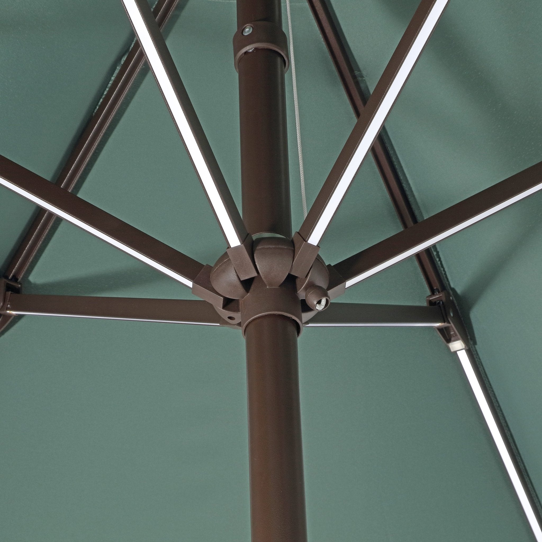 Spencer Classic Coastal 2-Tone Solar LED Market Patio Umbrella with 12 LED Strip Lights