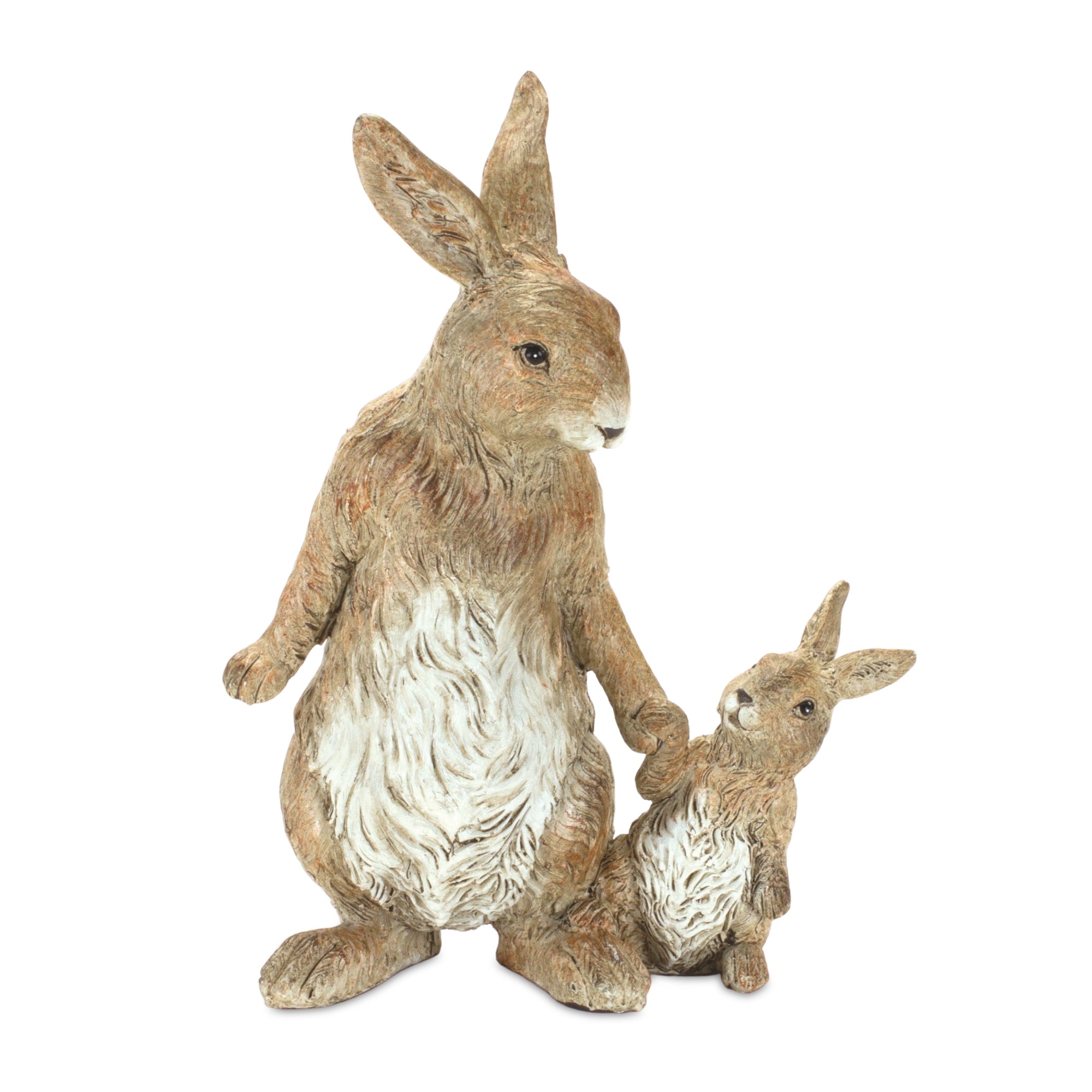 Stone Mother Rabbit and Baby Bunny Figurine, Set of 2
