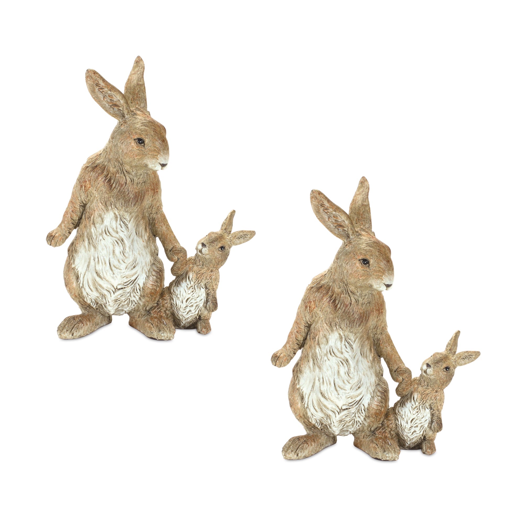 Stone Mother Rabbit and Baby Bunny Figurine, Set of 2