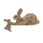 Stone Mother Rabbit and Baby Bunny Self Sitter, Set of 2