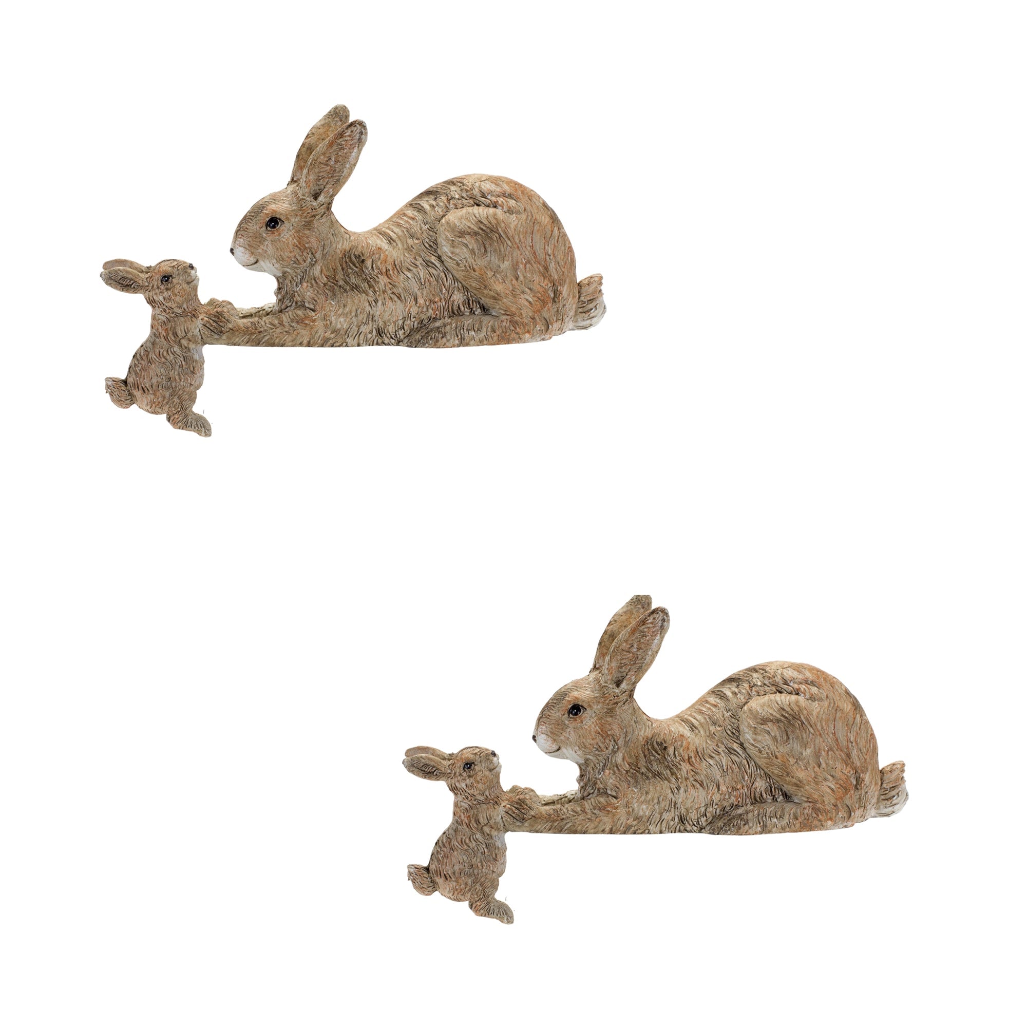 Stone Mother Rabbit and Baby Bunny Self Sitter, Set of 2