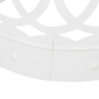 Symmetry White Outdoor Cylindrical End Table with Overlapping Circle Pattern