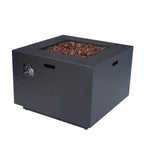 33" Outdoor Iron Square Propane Fire Pit, Tank Inside, 50,000 BTU