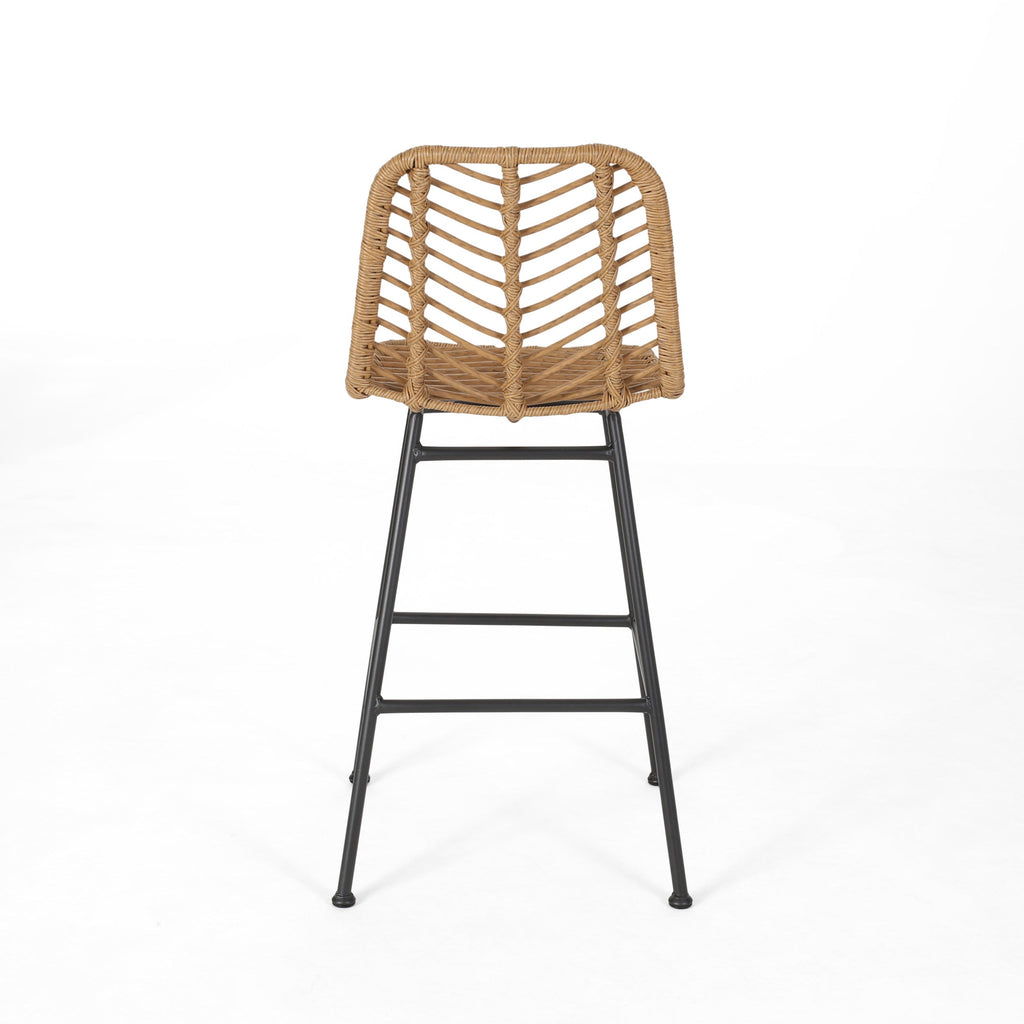 Sawtelle Outdoor Wicker Barstools, Set of 2