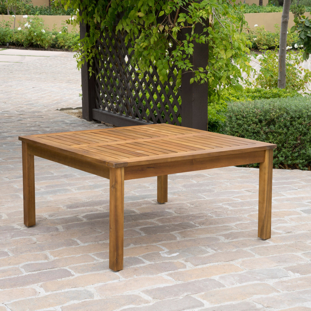 Perla Outdoor Rustic Coffee Table with Slat Design
