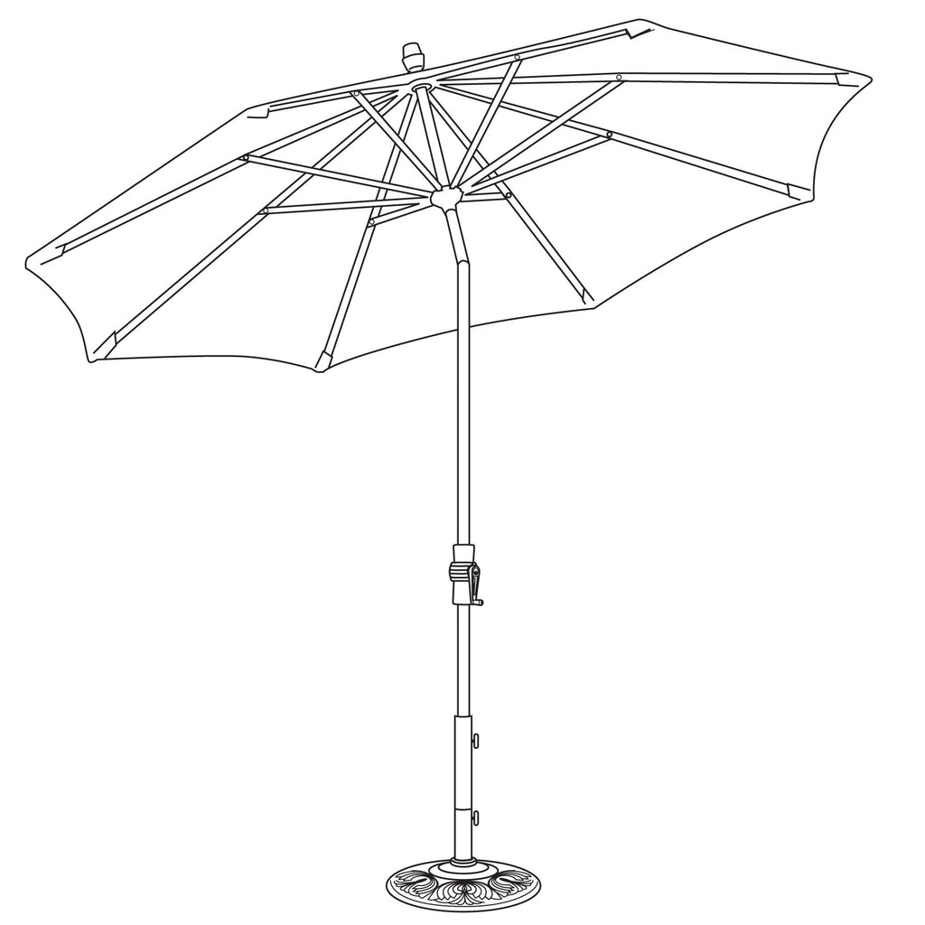 9' Auto Tilt Market Black Frame Really Red Canopy Umbrella Thin Pole