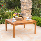 Perla Outdoor Rustic Coffee Table with Slat Design