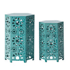 Enshrine Outdoor Iron Side Table with Sunburst Cut Out Design