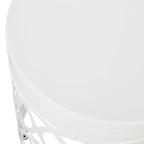 Symmetry White Outdoor Cylindrical End Table with Overlapping Circle Pattern