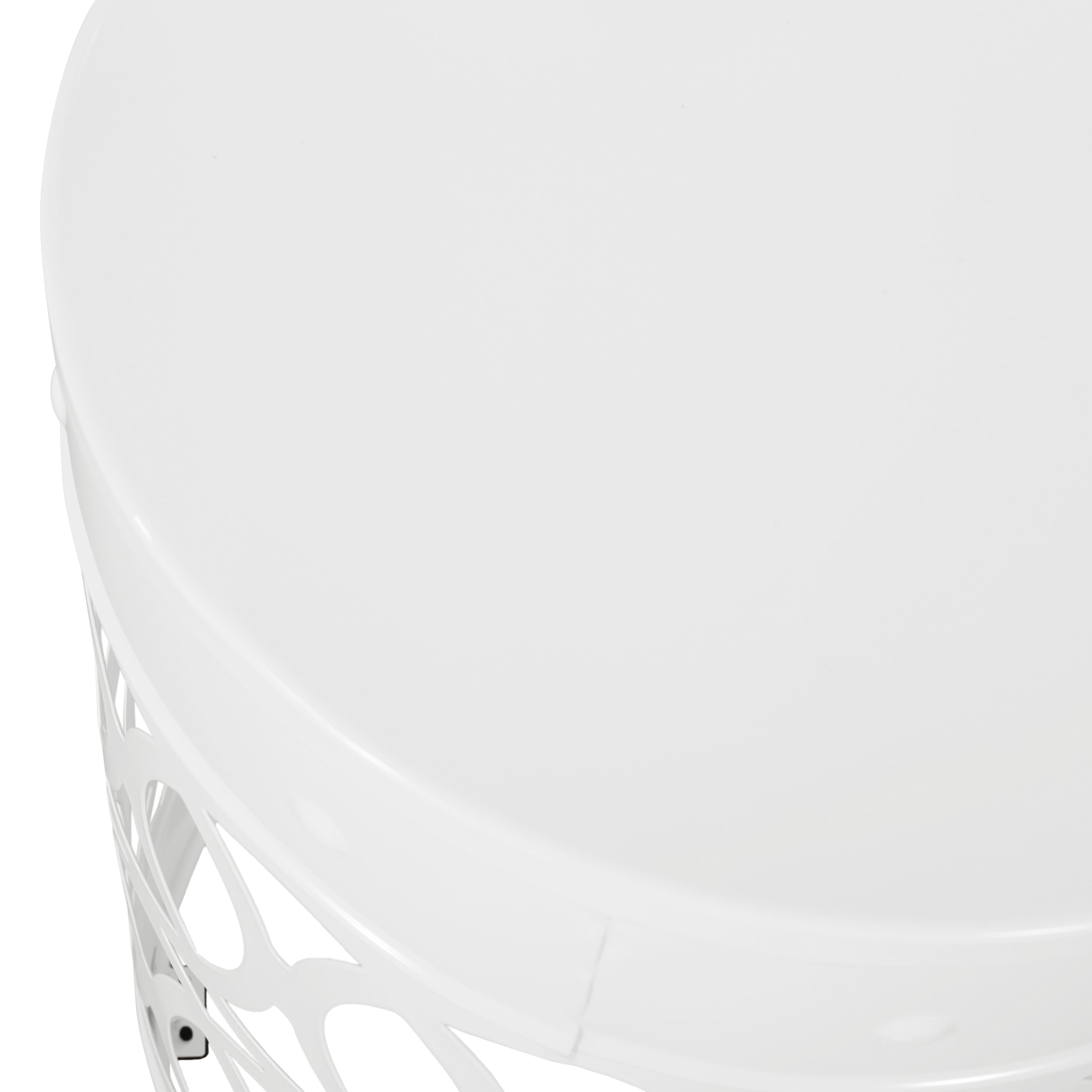 Symmetry White Outdoor Cylindrical End Table with Overlapping Circle Pattern