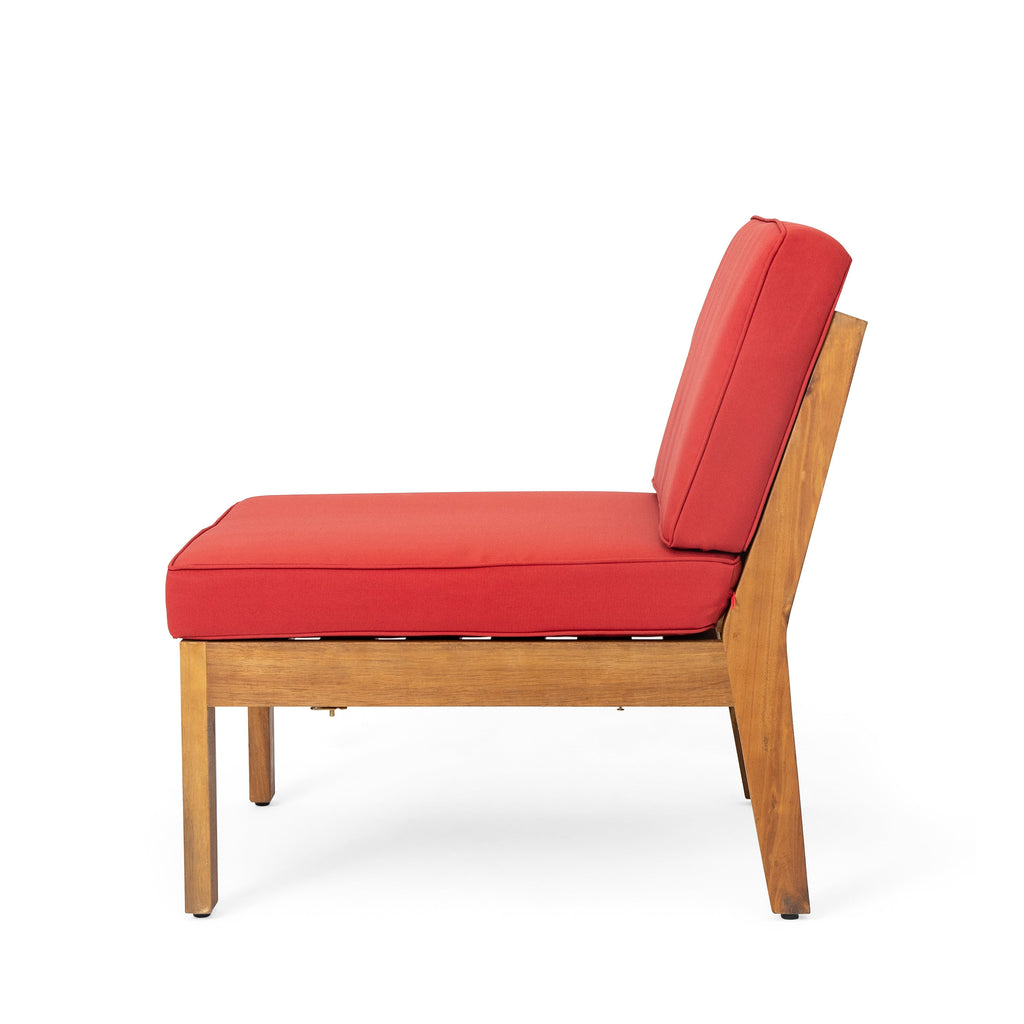 Grenada Outdoor Acacia Wood U-Shape Armless Sectional Sofa