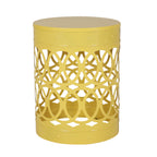 Symmetry Yellow Outdoor Cylindrical End Table with Overlapping Circle Pattern