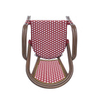 Crowned Wicker Bistro Chair with Checkered Pattern and Curved Arms, Set of 2