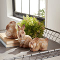 Weathered Terra Cotta Rabbit Garden Statue, Set of 6