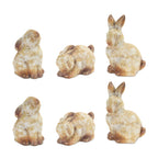 Weathered Terra Cotta Rabbit Garden Statue, Set of 6