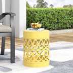 Symmetry Yellow Outdoor Cylindrical End Table with Overlapping Circle Pattern