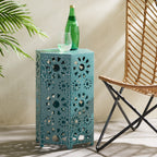 Enshrine Outdoor Iron Side Table with Sunburst Cut Out Design