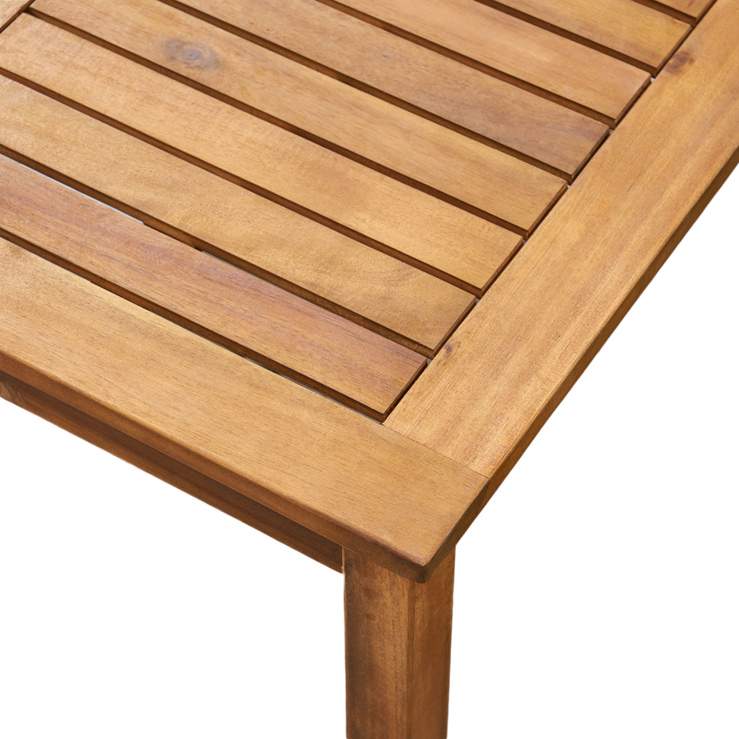 Perla Outdoor Rustic Coffee Table with Slat Design