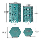 Enshrine Outdoor Iron Side Table with Sunburst Cut Out Design