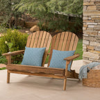 Outdoor Adirondack Loveseat with Hand Crafted Details, Natural