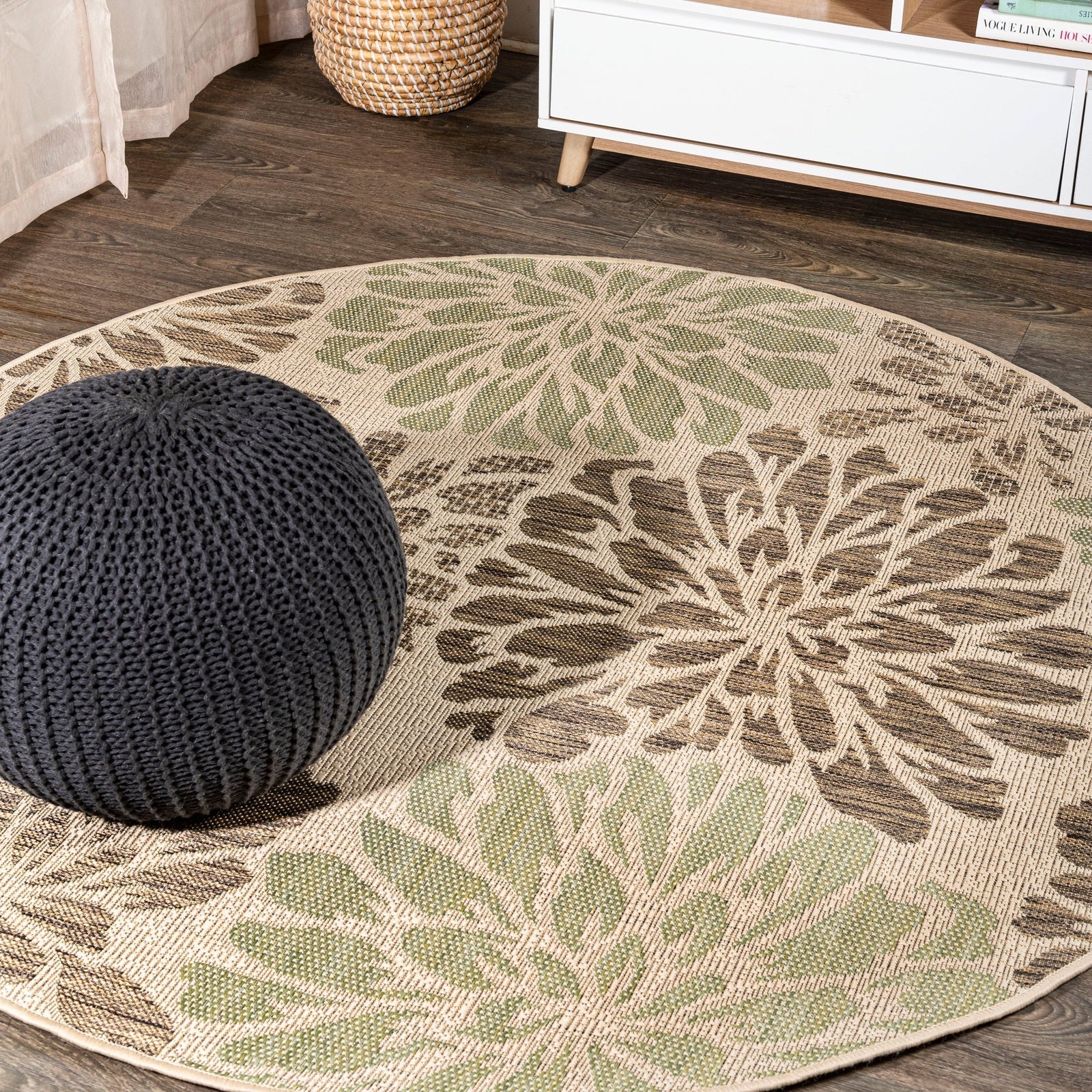 Zinnia Modern Floral Textured Weave Indoor/Outdoor Runner Rug