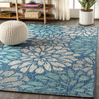 Zinnia Modern Floral Textured Weave Indoor/Outdoor Runner Rug