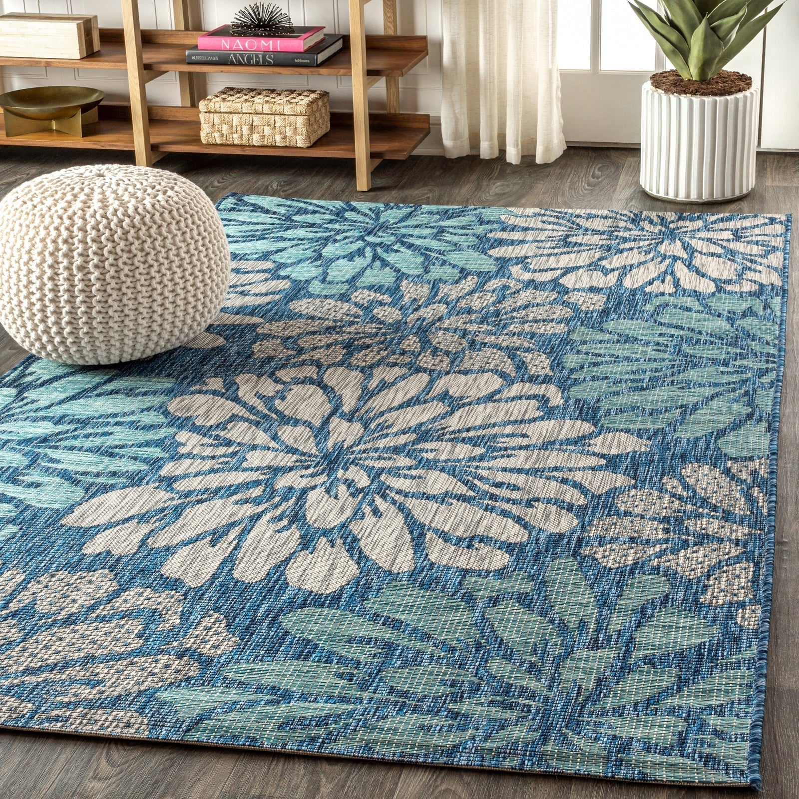 Zinnia Modern Floral Textured Weave Indoor/Outdoor Runner Rug