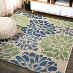 Zinnia Modern Floral Textured Weave Indoor/Outdoor Runner Rug