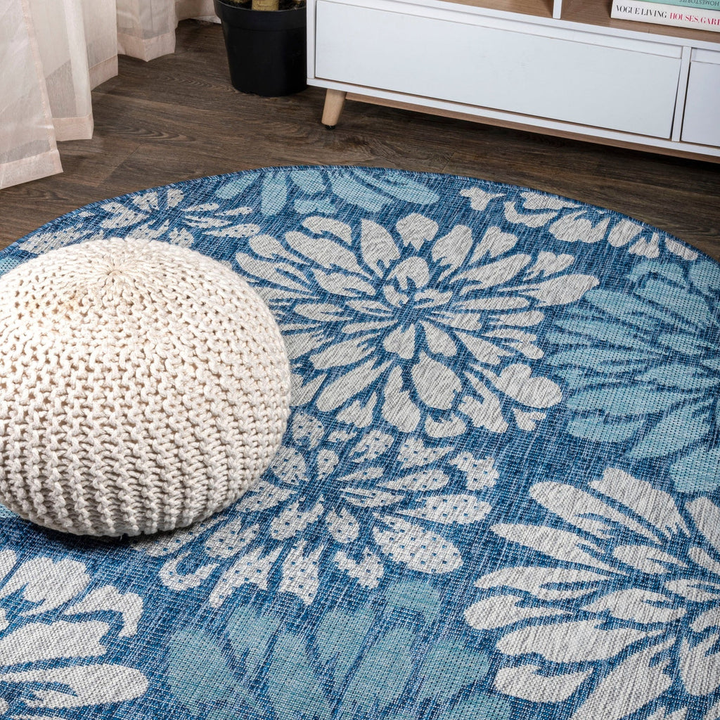 Zinnia Modern Floral Textured Weave Indoor/Outdoor Runner Rug
