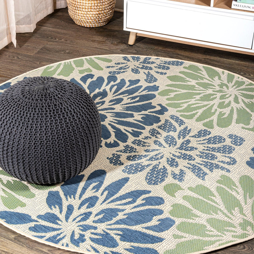 Zinnia Modern Floral Textured Weave Indoor/Outdoor Runner Rug