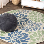 Zinnia Modern Floral Textured Weave Indoor/Outdoor Runner Rug